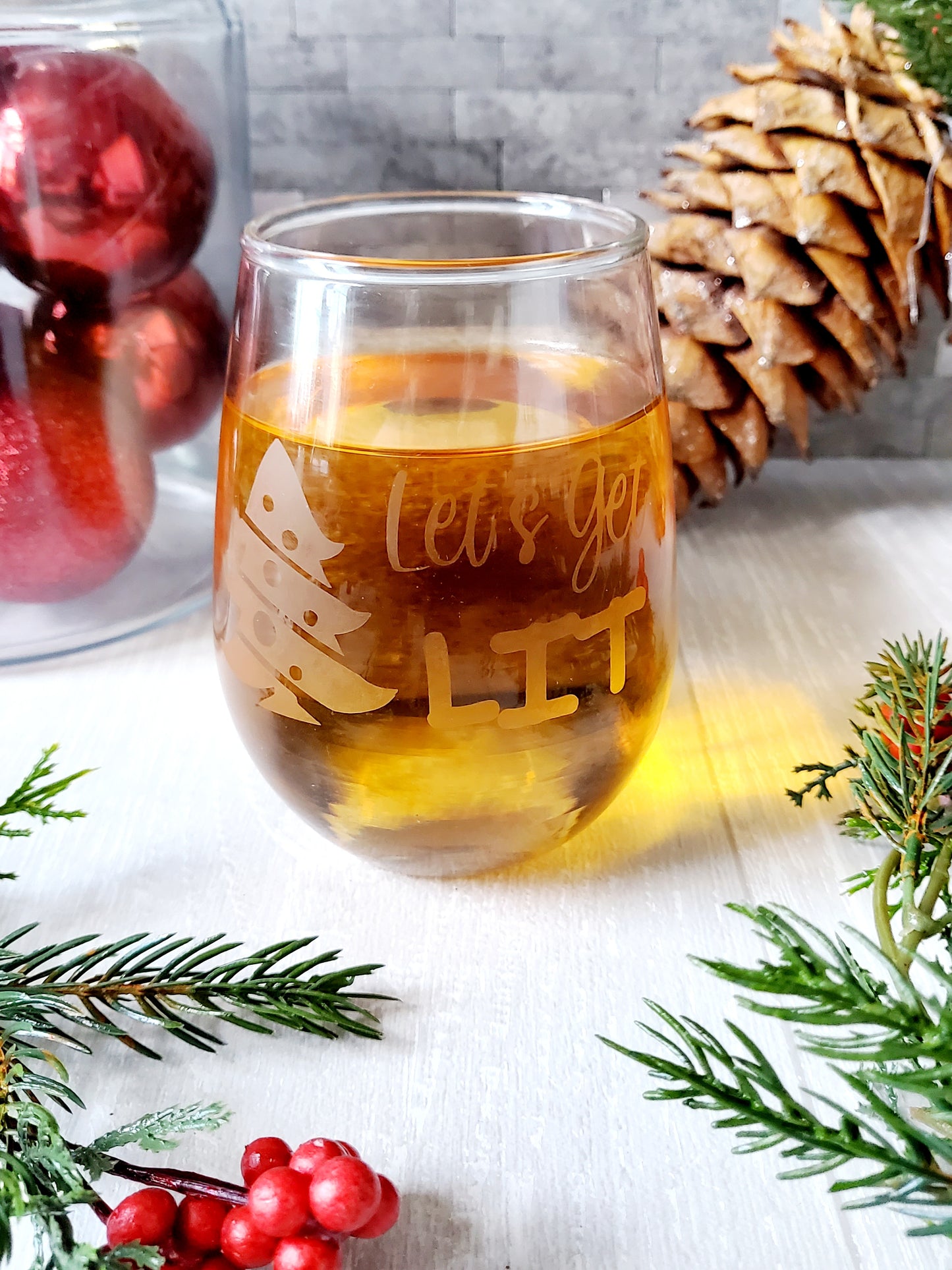 Let's Get LIT Stemless Wine Glass