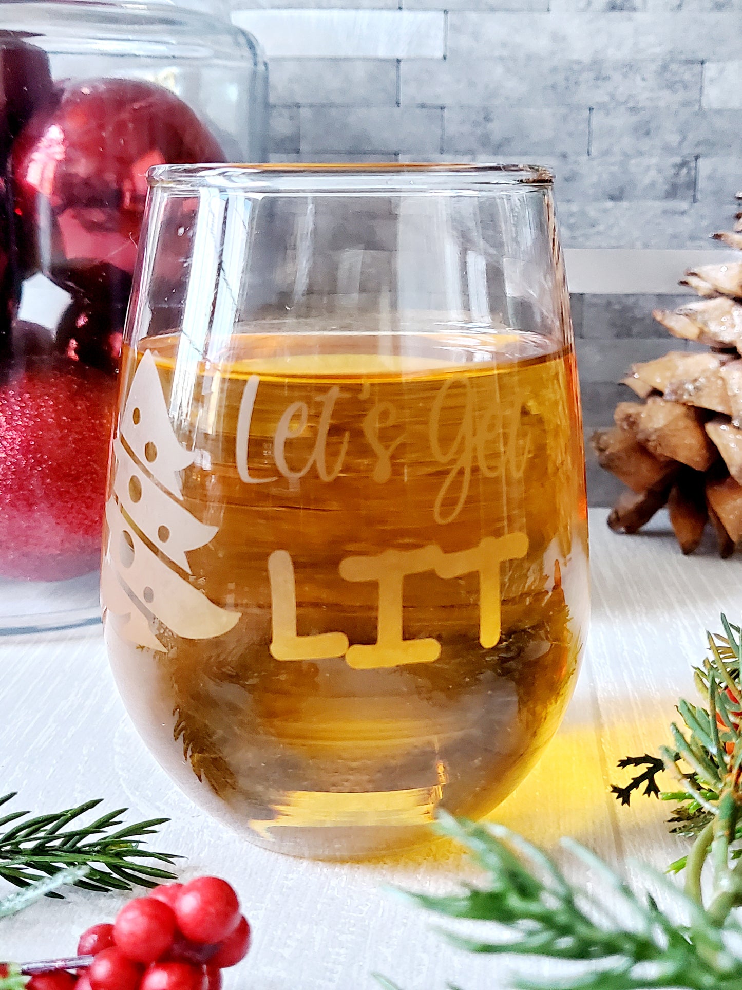 Let's Get LIT Stemless Wine Glass