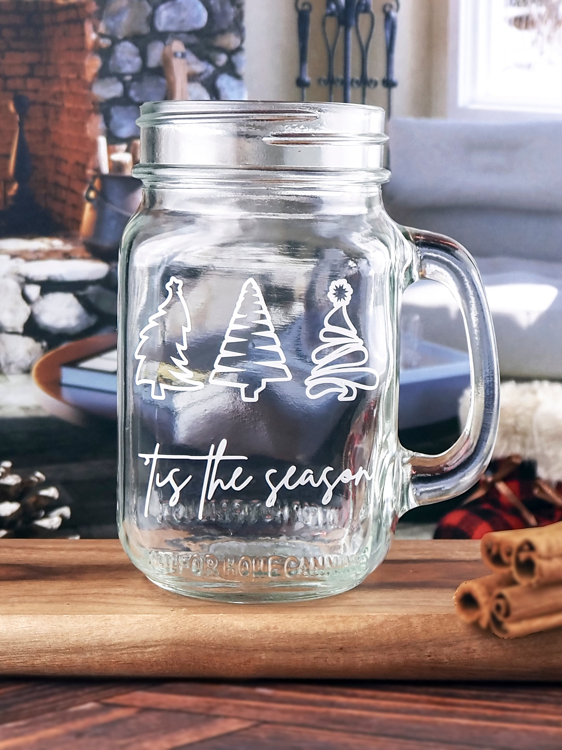 Tis the Season Mason Jar Mugs