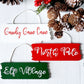 3 wooden hanging décor signs painted each in white, red and green are 2-inches in height and 6.25-inches in length.  Displaying the phrases Candy Cane Lane, North Pole and Elf Village in white. Hand-painted by Snuggle Up Co.