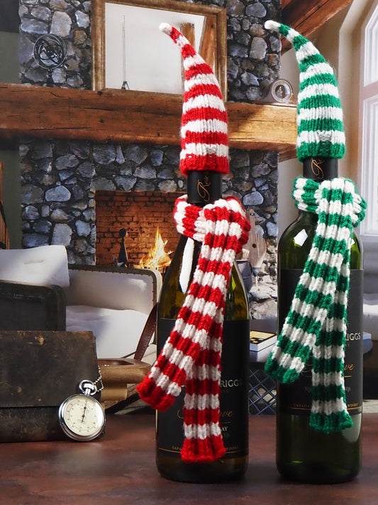 Christmas Knitted Set for Wine Bottles