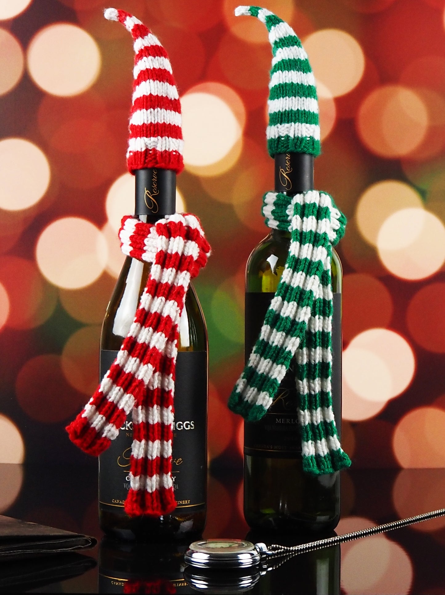 Christmas Knitted Set for Wine Bottles